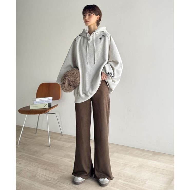 ゆるっとラクして、美脚見え♪ランダムリブ 裾メロウ ストレート イージーパンツ | Classical Elf  | 詳細画像32 