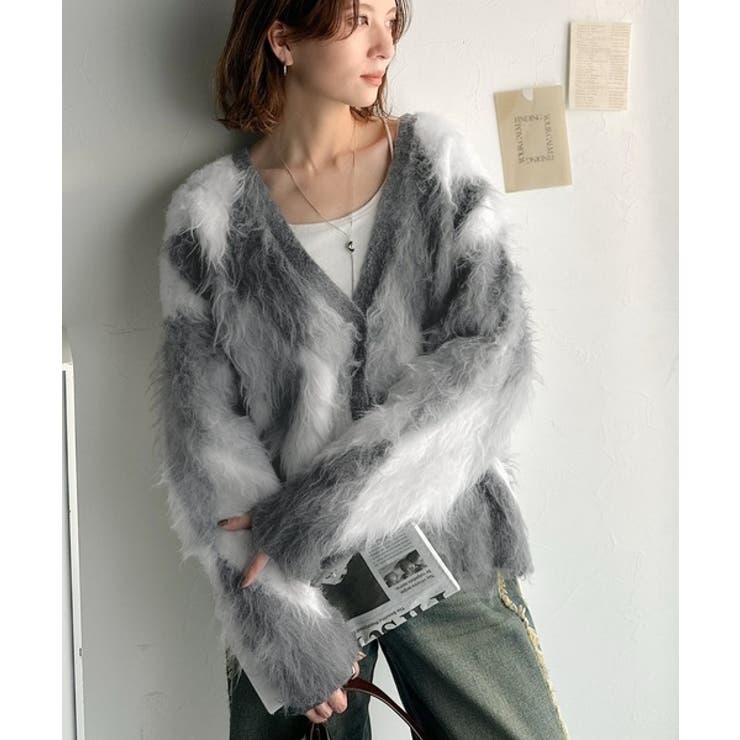 羽織るだけで旬顔＆スタイルアップを叶える◎長起毛アーガイルカーディガン | Classical Elf  | 詳細画像10 