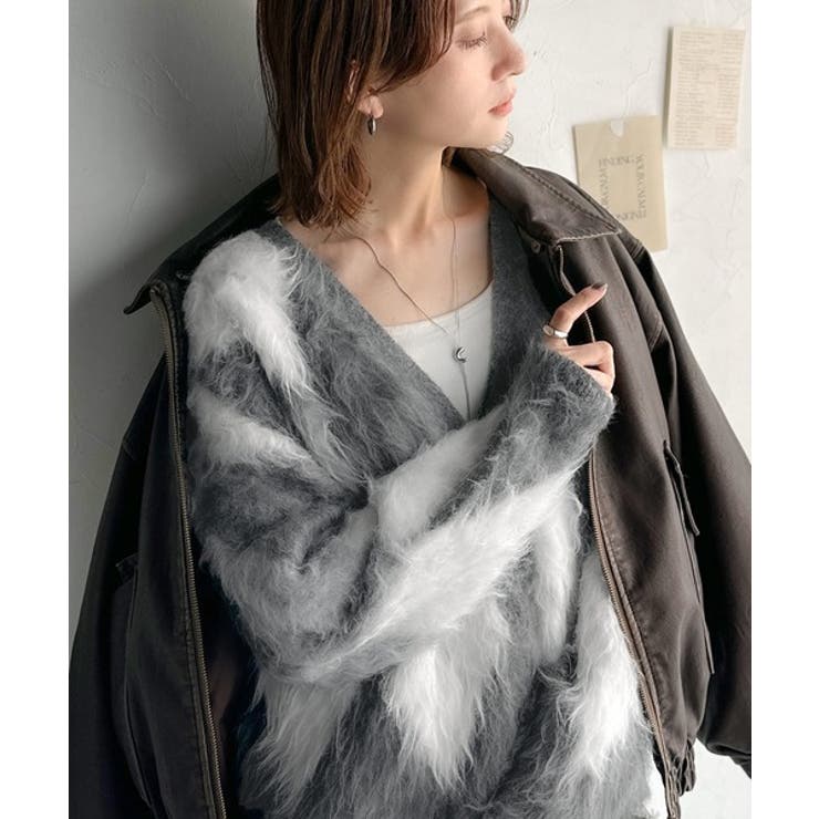 羽織るだけで旬顔＆スタイルアップを叶える◎長起毛アーガイルカーディガン | Classical Elf  | 詳細画像13 