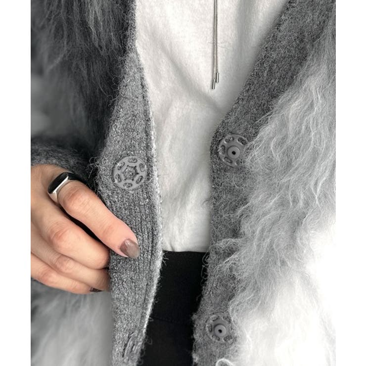 羽織るだけで旬顔＆スタイルアップを叶える◎長起毛アーガイルカーディガン | Classical Elf  | 詳細画像29 