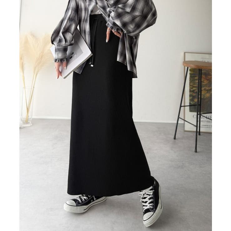 縦ラインでほっそり見え、毎日頼れる美人スカート。”美”シルエットリブスカート | Classical Elf  | 詳細画像1 