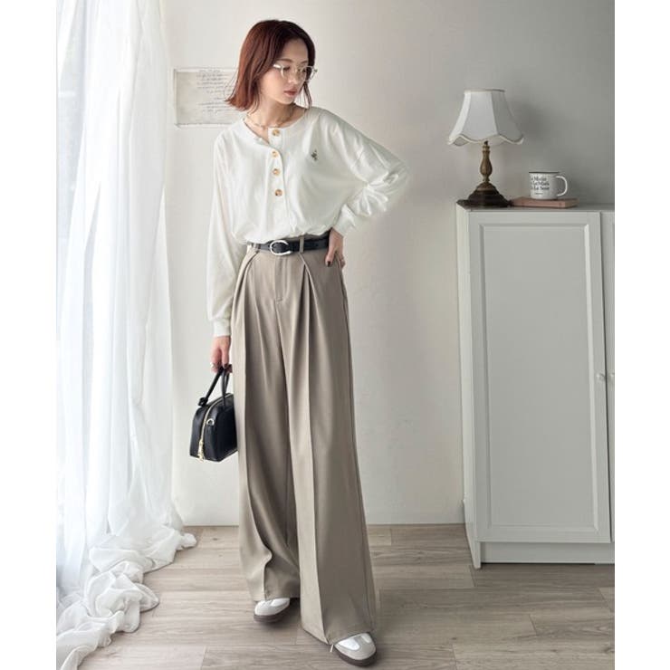 着回し力抜群♪リラックスシルエットで程よい抜け感◎胸刺繍ヘンリーネックトップス | Classical Elf  | 詳細画像8 