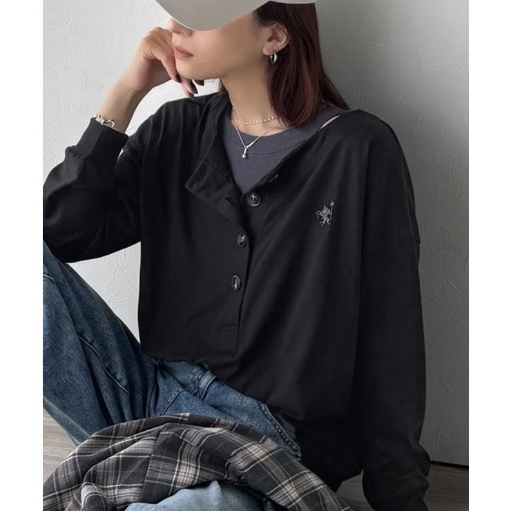 着回し力抜群♪リラックスシルエットで程よい抜け感◎胸刺繍ヘンリーネックトップス | Classical Elf  | 詳細画像11 