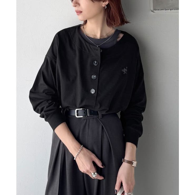 着回し力抜群♪リラックスシルエットで程よい抜け感◎胸刺繍ヘンリーネックトップス | Classical Elf  | 詳細画像18 