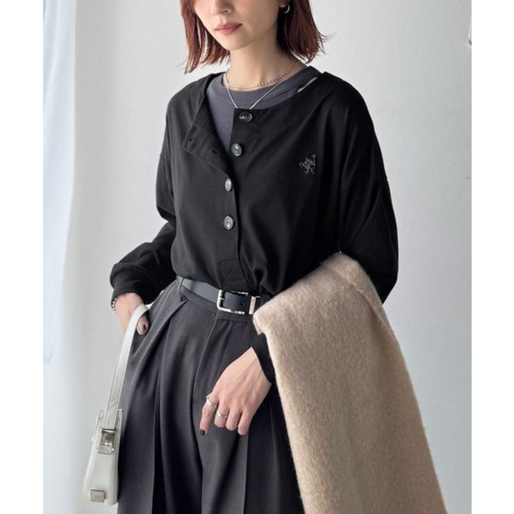 着回し力抜群♪リラックスシルエットで程よい抜け感◎胸刺繍ヘンリーネックトップス | Classical Elf  | 詳細画像19 