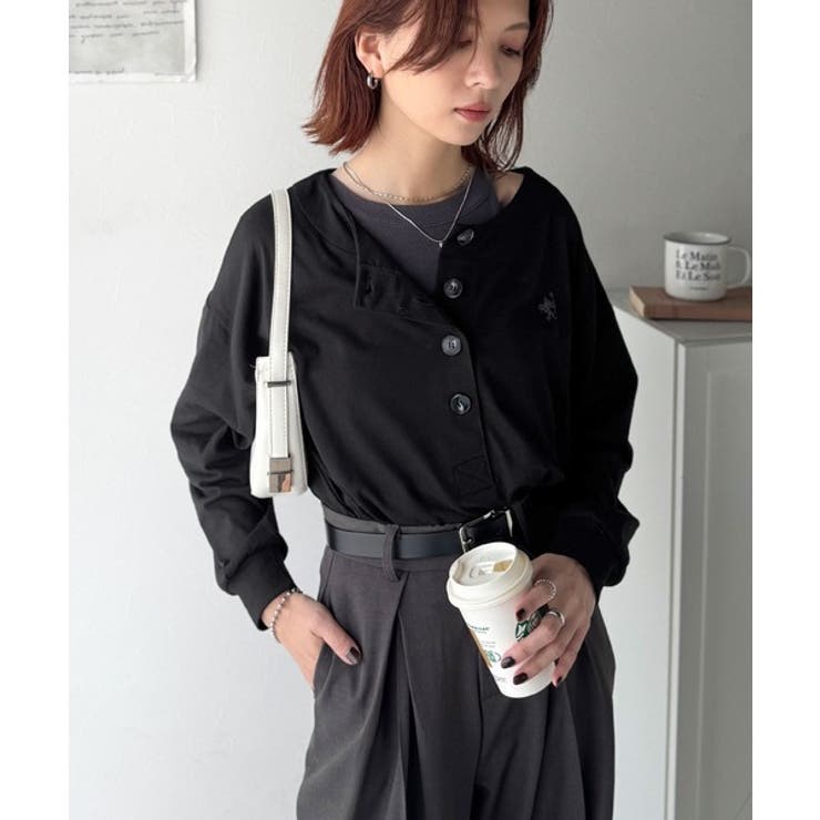 着回し力抜群♪リラックスシルエットで程よい抜け感◎胸刺繍ヘンリーネックトップス | Classical Elf  | 詳細画像20 