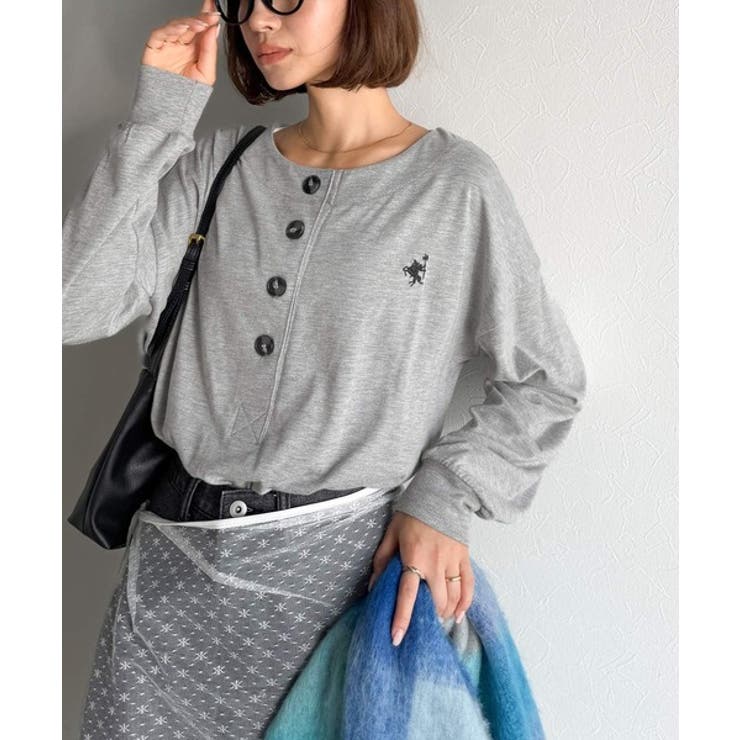 着回し力抜群♪リラックスシルエットで程よい抜け感◎胸刺繍ヘンリーネックトップス | Classical Elf  | 詳細画像24 