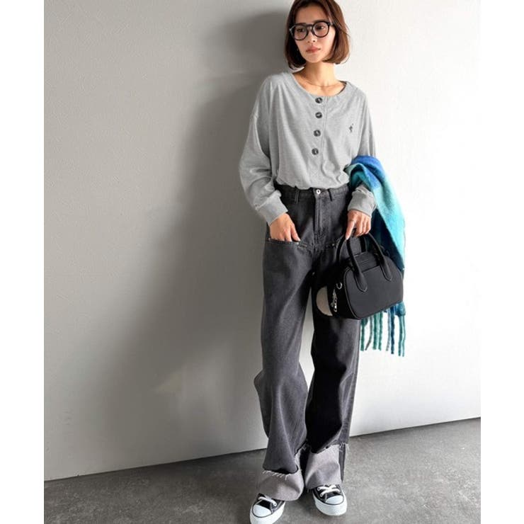 着回し力抜群♪リラックスシルエットで程よい抜け感◎胸刺繍ヘンリーネックトップス | Classical Elf  | 詳細画像25 