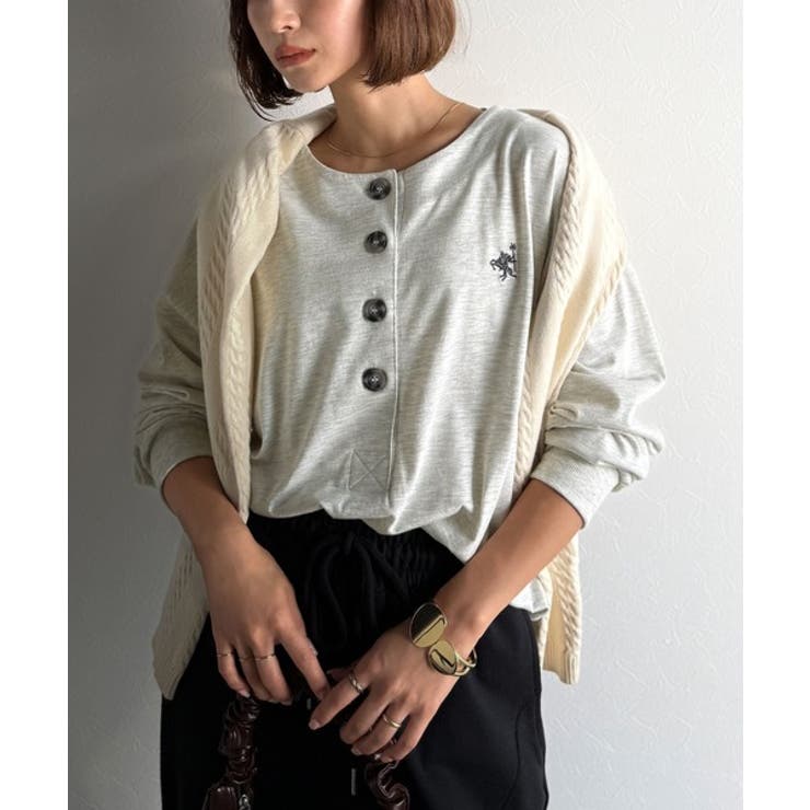 着回し力抜群♪リラックスシルエットで程よい抜け感◎胸刺繍ヘンリーネックトップス | Classical Elf  | 詳細画像29 