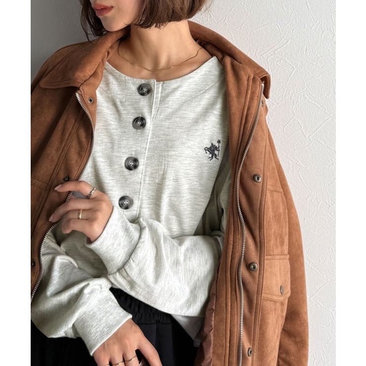 着回し力抜群♪リラックスシルエットで程よい抜け感◎胸刺繍ヘンリーネックトップス | Classical Elf  | 詳細画像34 