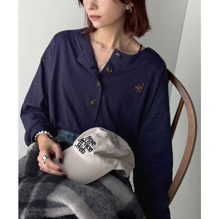 着回し力抜群♪リラックスシルエットで程よい抜け感◎胸刺繍ヘンリーネックトップス | Classical Elf  | 詳細画像35 