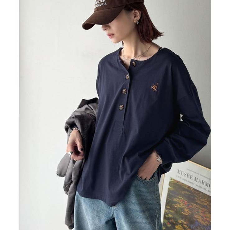 着回し力抜群♪リラックスシルエットで程よい抜け感◎胸刺繍ヘンリーネックトップス | Classical Elf  | 詳細画像36 