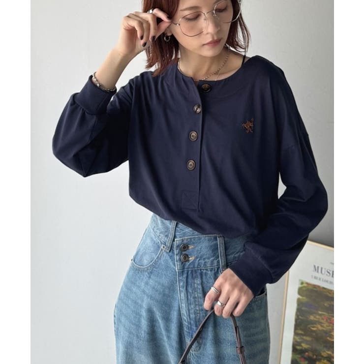 着回し力抜群♪リラックスシルエットで程よい抜け感◎胸刺繍ヘンリーネックトップス | Classical Elf  | 詳細画像37 