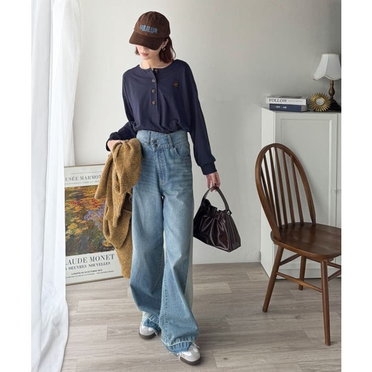 着回し力抜群♪リラックスシルエットで程よい抜け感◎胸刺繍ヘンリーネックトップス | Classical Elf  | 詳細画像41 