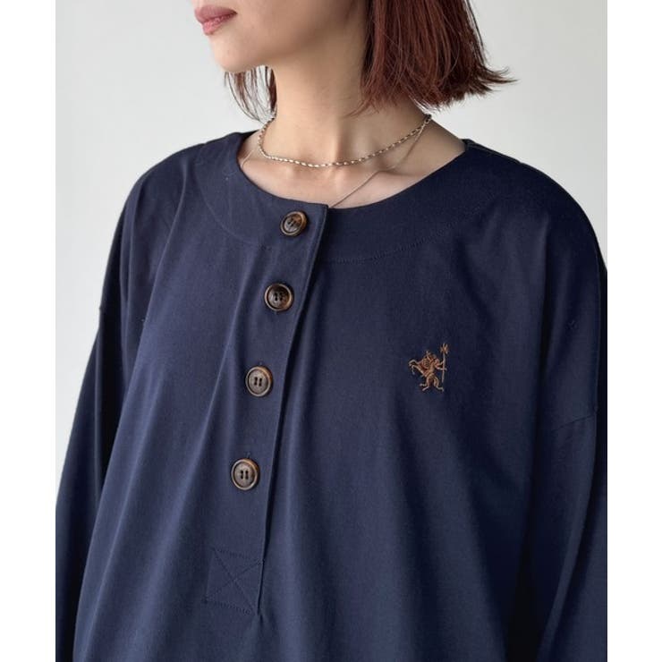 着回し力抜群♪リラックスシルエットで程よい抜け感◎胸刺繍ヘンリーネックトップス | Classical Elf  | 詳細画像45 