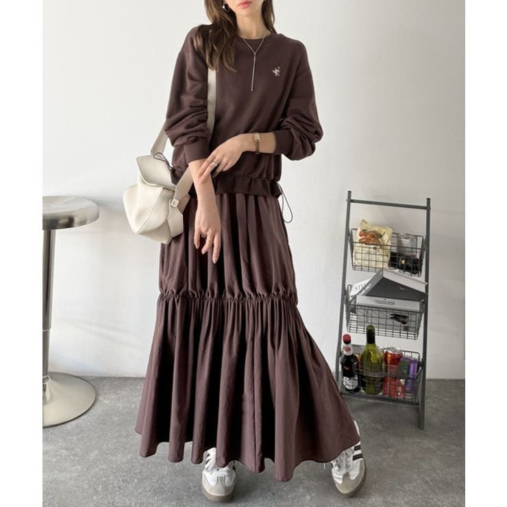 一枚でコーディネートが完成する優秀アイテム◎胸刺繍ドロスト裏起毛ドッキングワンピ… | Classical Elf  | 詳細画像9 