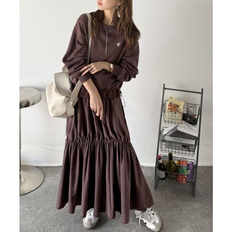 一枚でコーディネートが完成する優秀アイテム◎胸刺繍ドロスト裏起毛ドッキングワンピ… | Classical Elf  | 詳細画像11 