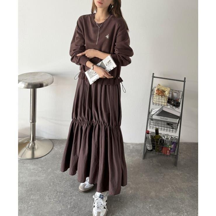 一枚でコーディネートが完成する優秀アイテム◎胸刺繍ドロスト裏起毛ドッキングワンピ… | Classical Elf  | 詳細画像12 