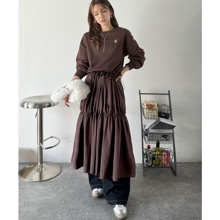 一枚でコーディネートが完成する優秀アイテム◎胸刺繍ドロスト裏起毛ドッキングワンピ… | Classical Elf  | 詳細画像15 