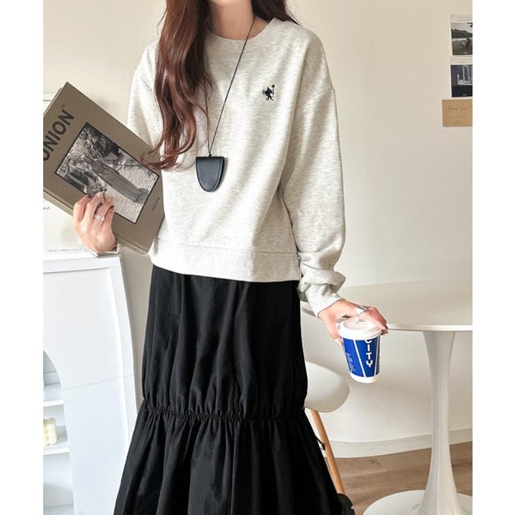 一枚でコーディネートが完成する優秀アイテム◎胸刺繍ドロスト裏起毛ドッキングワンピ… | Classical Elf  | 詳細画像18 