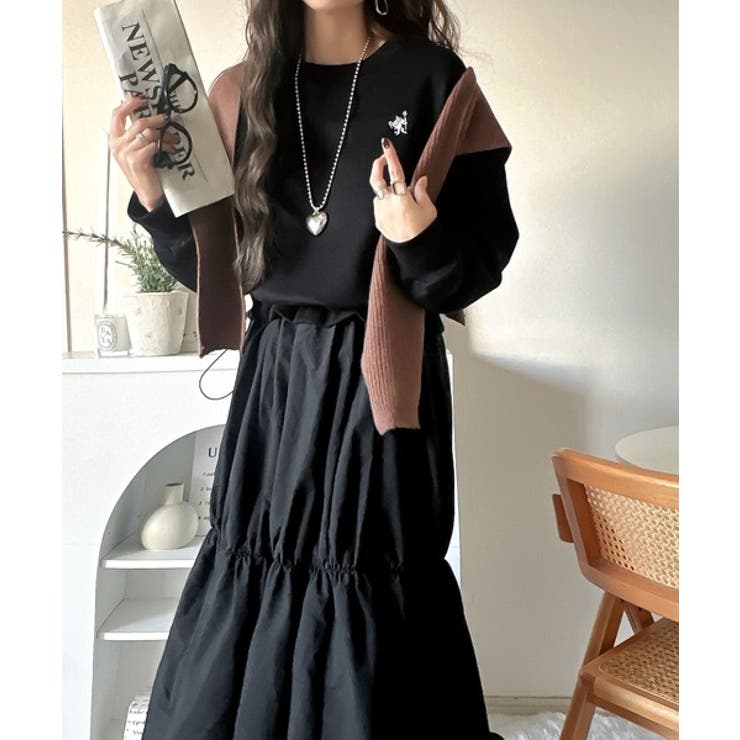 一枚でコーディネートが完成する優秀アイテム◎胸刺繍ドロスト裏起毛ドッキングワンピ… | Classical Elf  | 詳細画像2 