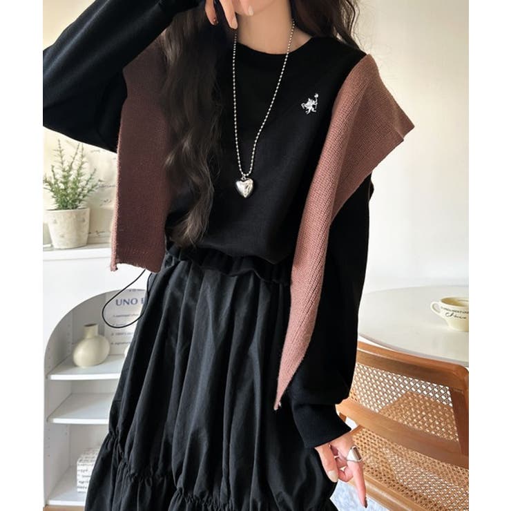 一枚でコーディネートが完成する優秀アイテム◎胸刺繍ドロスト裏起毛ドッキングワンピ… | Classical Elf  | 詳細画像3 