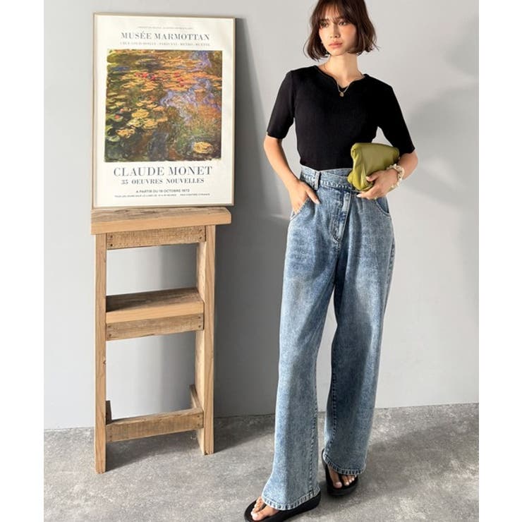 美デコルテを演出♪リブニットカーヴィーネックトップス（半袖） | Classical Elf  | 詳細画像15 