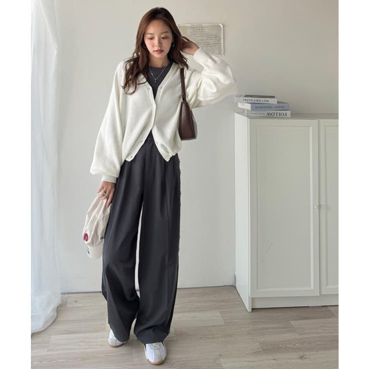 シルエット自在でお洒落も叶う。裾ドロストVネックニットカーディガン（長袖） | Classical Elf  | 詳細画像5 