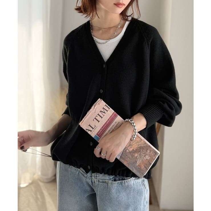 シルエット自在でお洒落も叶う。裾ドロストVネックニットカーディガン（長袖） | Classical Elf  | 詳細画像10 