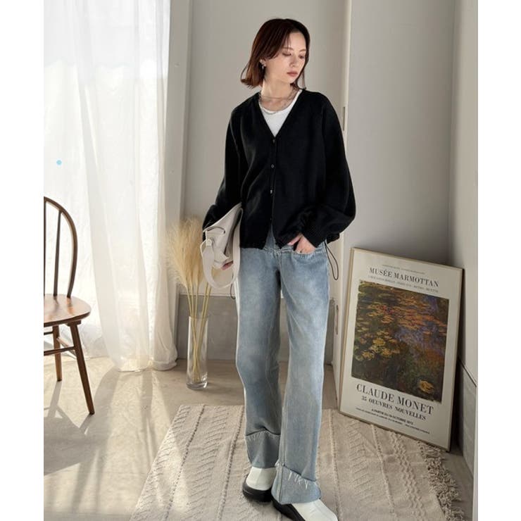 シルエット自在でお洒落も叶う。裾ドロストVネックニットカーディガン（長袖） | Classical Elf  | 詳細画像11 