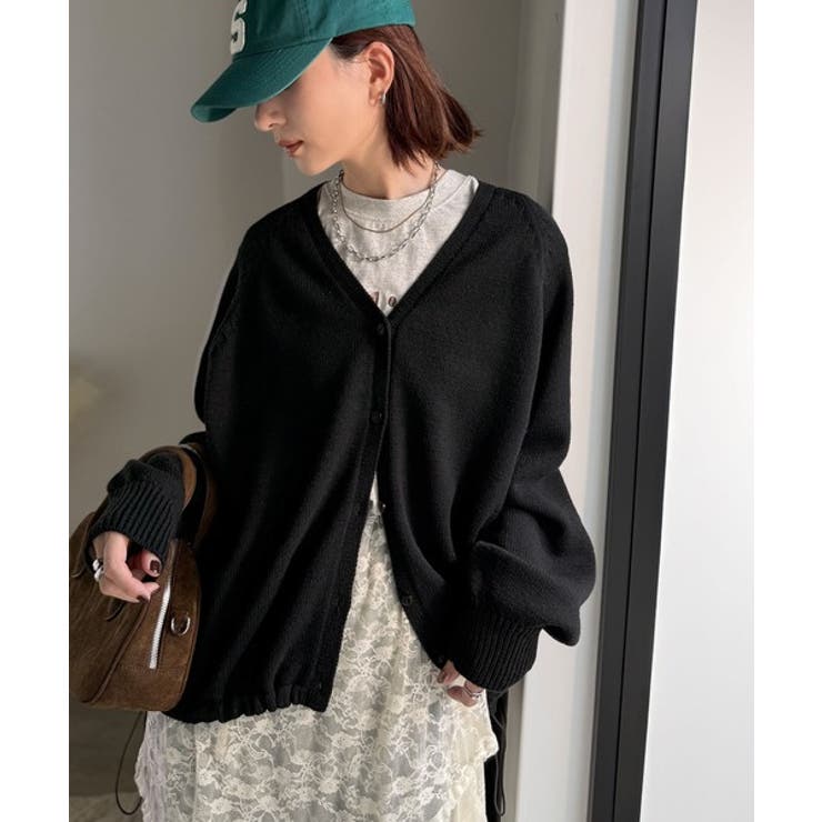 シルエット自在でお洒落も叶う。裾ドロストVネックニットカーディガン（長袖） | Classical Elf  | 詳細画像13 
