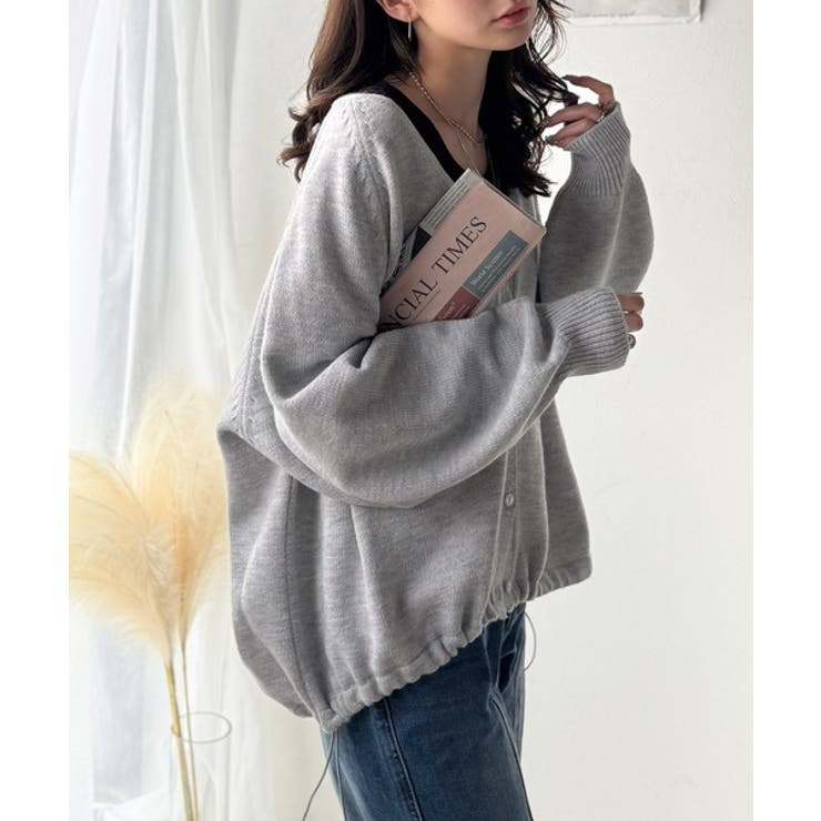 シルエット自在でお洒落も叶う。裾ドロストVネックニットカーディガン（長袖） | Classical Elf  | 詳細画像16 