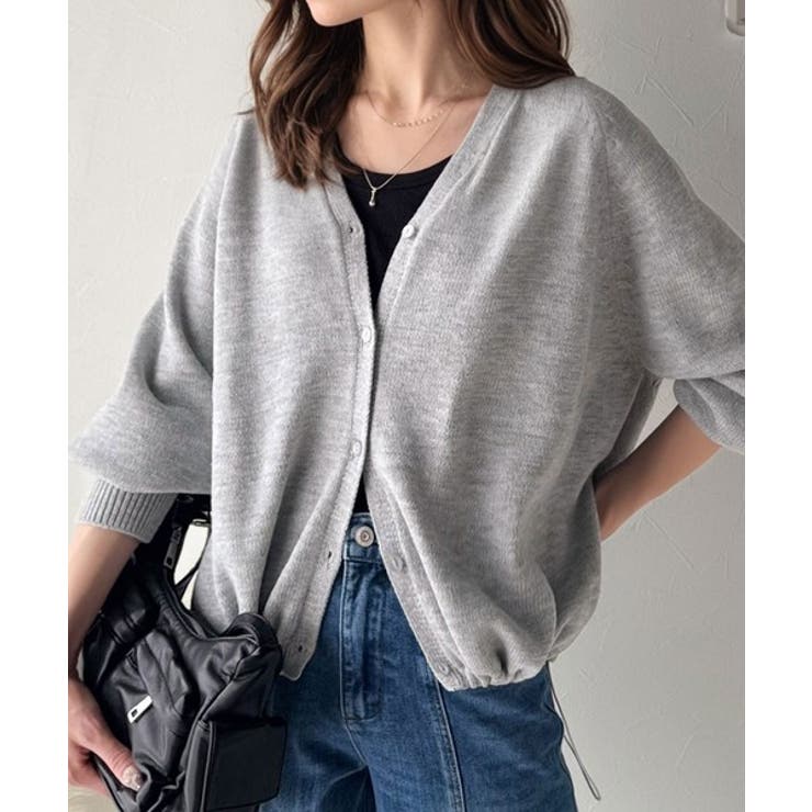 シルエット自在でお洒落も叶う。裾ドロストVネックニットカーディガン（長袖） | Classical Elf  | 詳細画像18 