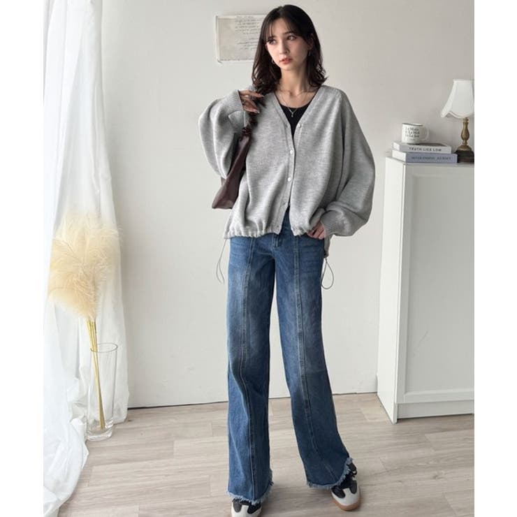 シルエット自在でお洒落も叶う。裾ドロストVネックニットカーディガン（長袖） | Classical Elf  | 詳細画像20 