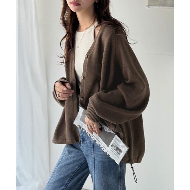 シルエット自在でお洒落も叶う。裾ドロストVネックニットカーディガン（長袖） | Classical Elf  | 詳細画像21 