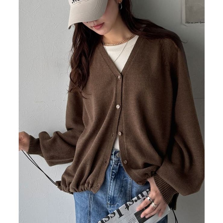 シルエット自在でお洒落も叶う。裾ドロストVネックニットカーディガン（長袖） | Classical Elf  | 詳細画像22 