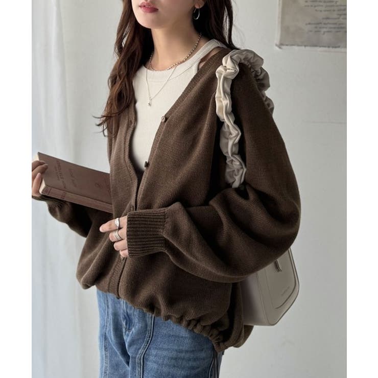 シルエット自在でお洒落も叶う。裾ドロストVネックニットカーディガン（長袖） | Classical Elf  | 詳細画像23 