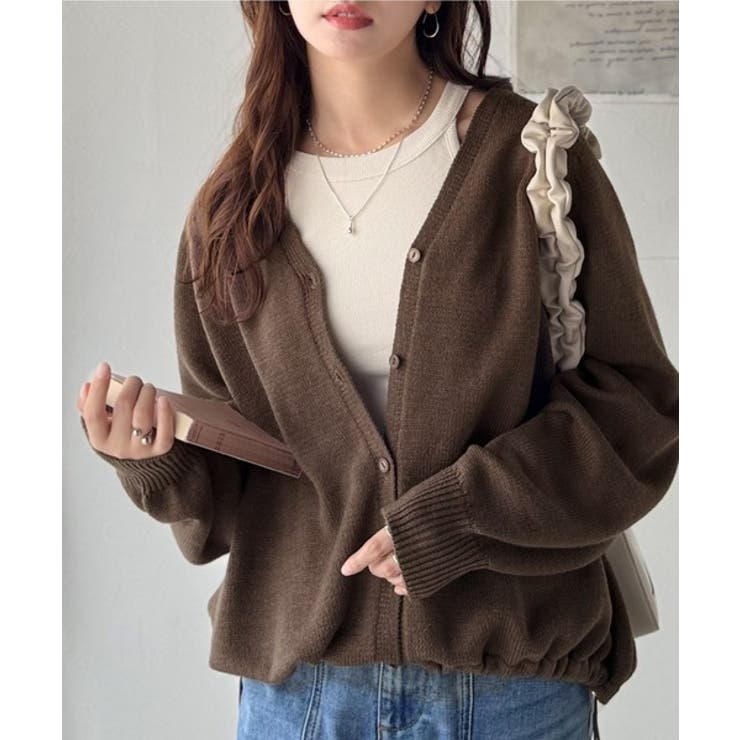 シルエット自在でお洒落も叶う。裾ドロストVネックニットカーディガン（長袖） | Classical Elf  | 詳細画像24 