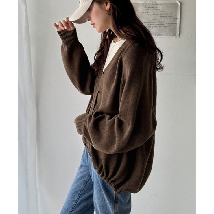 シルエット自在でお洒落も叶う。裾ドロストVネックニットカーディガン（長袖） | Classical Elf  | 詳細画像25 