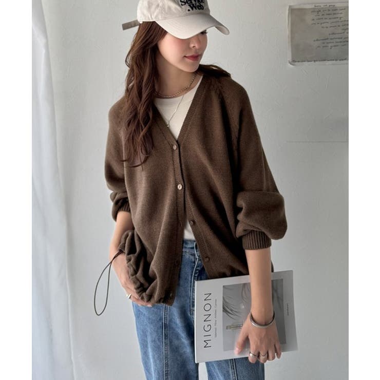 シルエット自在でお洒落も叶う。裾ドロストVネックニットカーディガン（長袖） | Classical Elf  | 詳細画像26 