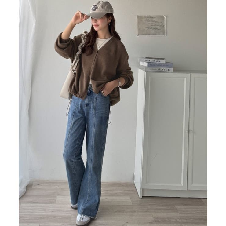 シルエット自在でお洒落も叶う。裾ドロストVネックニットカーディガン（長袖） | Classical Elf  | 詳細画像27 