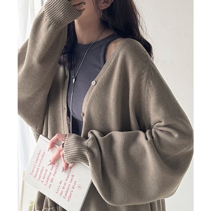 シルエット自在でお洒落も叶う。裾ドロストVネックニットカーディガン（長袖） | Classical Elf  | 詳細画像30 