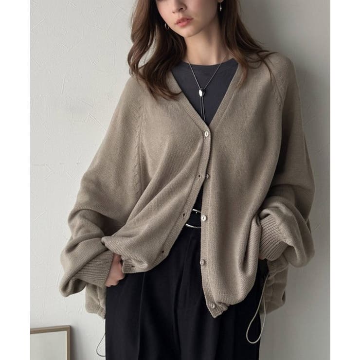 シルエット自在でお洒落も叶う。裾ドロストVネックニットカーディガン（長袖） | Classical Elf  | 詳細画像31 