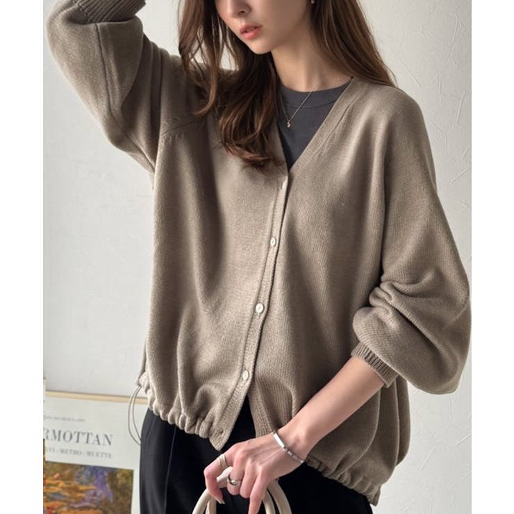 シルエット自在でお洒落も叶う。裾ドロストVネックニットカーディガン（長袖） | Classical Elf  | 詳細画像32 