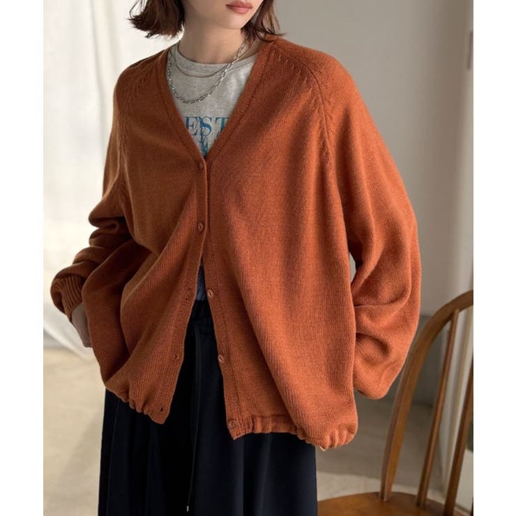 シルエット自在でお洒落も叶う。裾ドロストVネックニットカーディガン（長袖） | Classical Elf  | 詳細画像34 