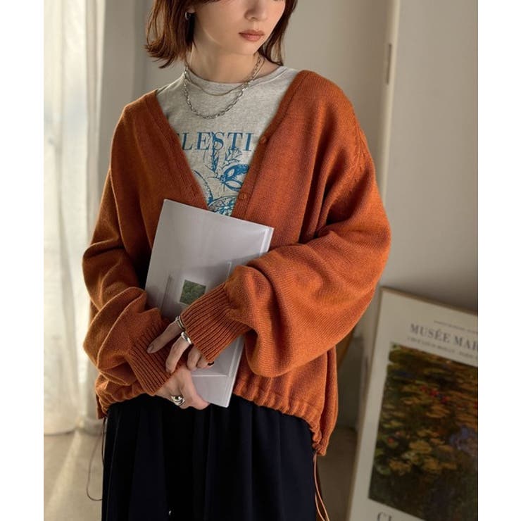 シルエット自在でお洒落も叶う。裾ドロストVネックニットカーディガン（長袖） | Classical Elf  | 詳細画像37 