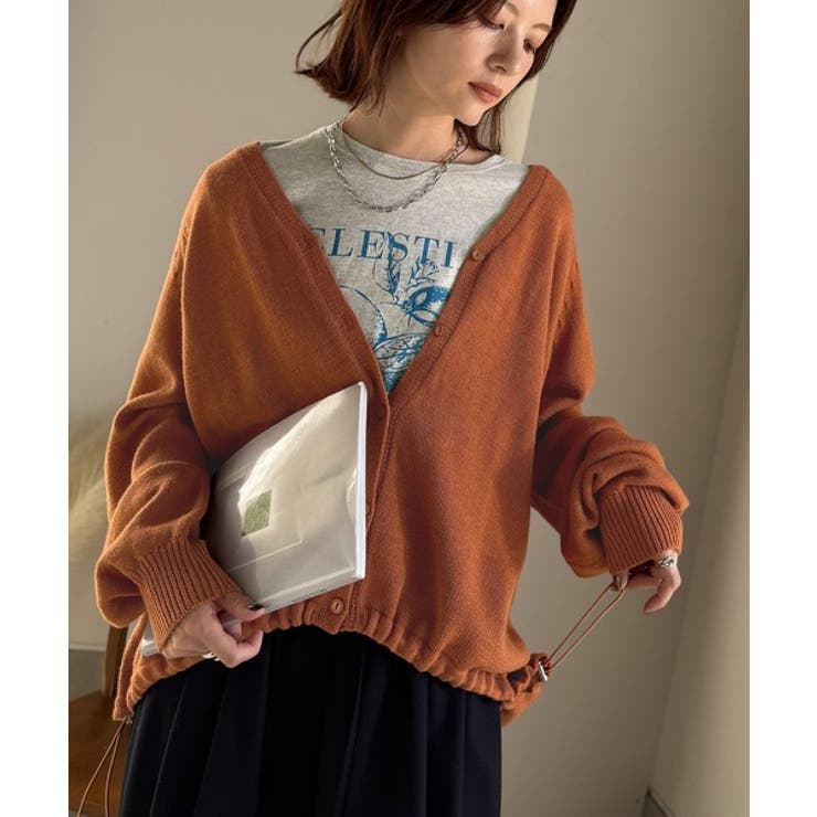 シルエット自在でお洒落も叶う。裾ドロストVネックニットカーディガン（長袖） | Classical Elf  | 詳細画像39 