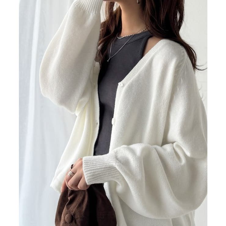 シルエット自在でお洒落も叶う。裾ドロストVネックニットカーディガン（長袖） | Classical Elf  | 詳細画像1 