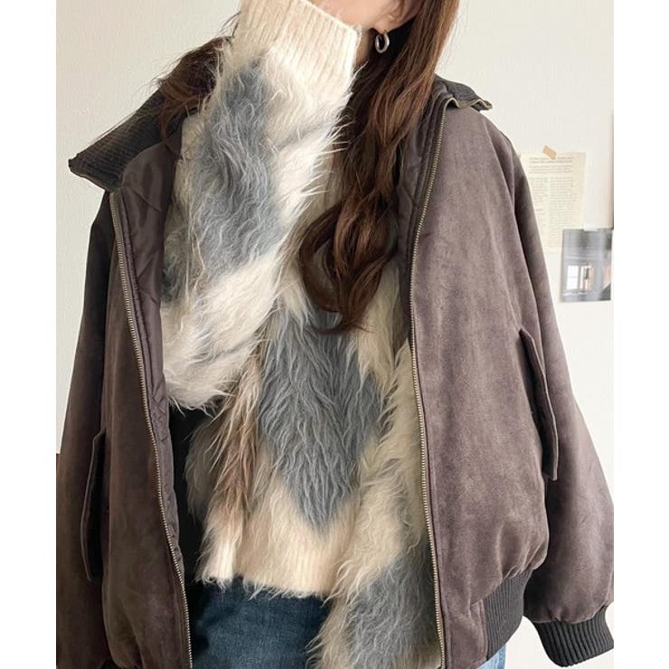 シンプルコーデに差をつける一着。長起毛アーガイル柄ニットプルオーバー | Classical Elf  | 詳細画像10 