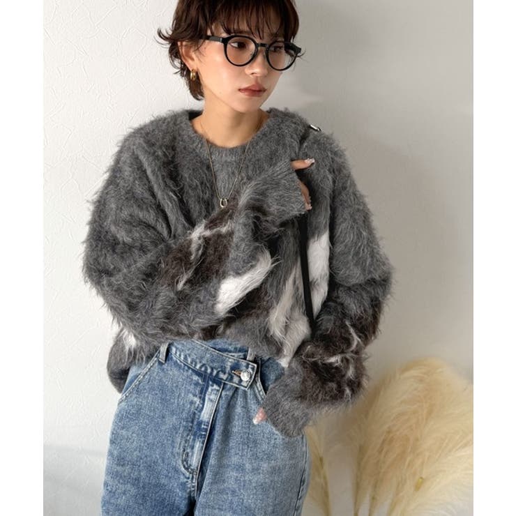 シンプルコーデに差をつける一着。長起毛アーガイル柄ニットプルオーバー | Classical Elf  | 詳細画像23 